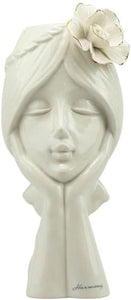 Vaso lady volto con fiore in porcellana bianco harmony S2540P