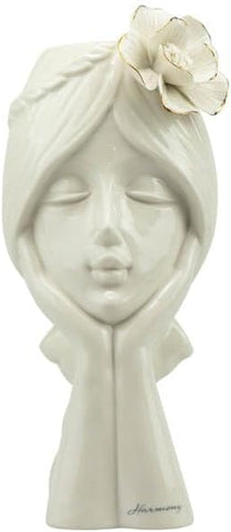 Vaso lady volto con fiore in porcellana bianco harmony S2540P