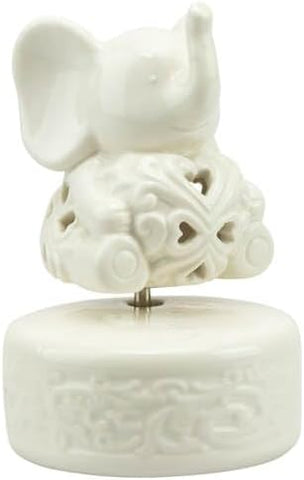 Bomboniera comunione e cresima carillon elefante traforato in porcellana bianco harmony PRCM24124