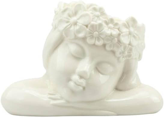 Bimba corona floreale in porcellana con candela bomboniera per matrimonio, comunione, cresima, Harmony PRMT24033
