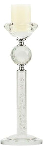 Bomboniera matrimonio elegante porta candela in vetro decorato con glitter bianco harmony SNVT24026