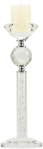 Bomboniera matrimonio elegante porta candela in vetro decorato con glitter bianco harmony SNVT24026