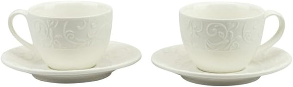 Bomboniera matrimonio set 2 tazzine da caffè in porcellana con decorazione bianco harmony PRMT24030