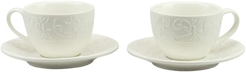 Bomboniera matrimonio set 2 tazzine da caffè in porcellana con decorazione bianco harmony PRMT24030