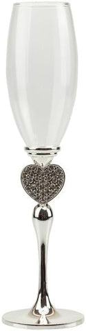 Bomboniera matrimonio coppia flut bicchieri spumante con cuori e strass harmony S2539S