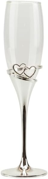 matrimonio coppia flut silver bicchieri da spumante con decorazione cuori harmony S2538S