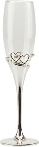 matrimonio coppia flut silver bicchieri da spumante con decorazione cuori harmony S2538S