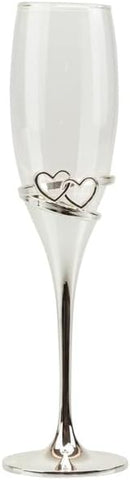 matrimonio coppia flut silver bicchieri da spumante con decorazione cuori harmony S2538S