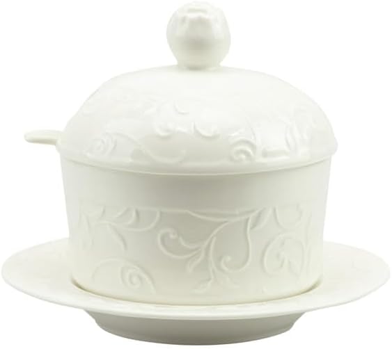 Bomboniera matrimonio formaggiera con piattino in porcellana bianco harmony PRMT24206