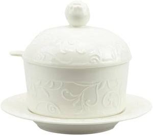 Bomboniera matrimonio formaggiera con piattino in porcellana bianco harmony PRMT24206