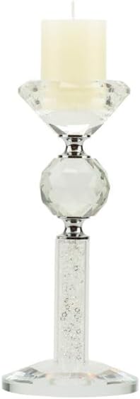 Bomboniera matrimonio elegante porta candela in vetro decorato con glitter bianco harmony SNVT24025