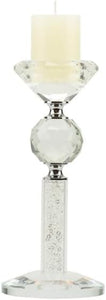 Bomboniera matrimonio elegante porta candela in vetro decorato con glitter bianco harmony SNVT24025