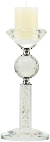 Bomboniera matrimonio elegante porta candela in vetro decorato con glitter bianco harmony SNVT24025