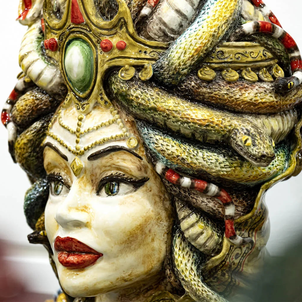 Testa di moro donna medusa pezzo unico in edizione limitata ceramica di Caltagirone