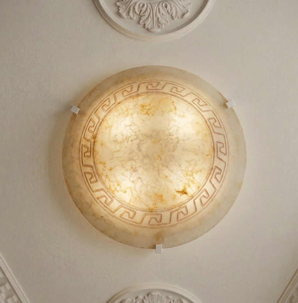 Plafoniera da soffitto classica in vetro rotonda decorata marmo camera da letto, sala da pranzo, cucina, bagno, ingresso D 40 cm