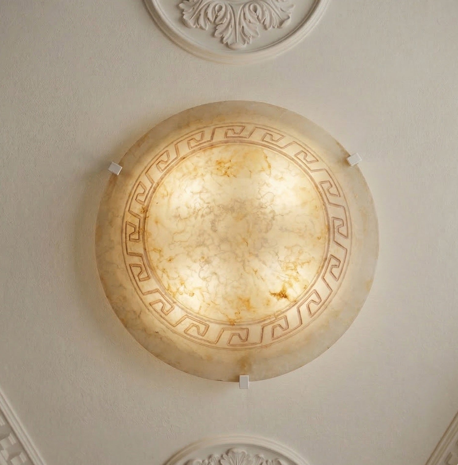 Plafoniera da soffitto classica in vetro rotonda decorata marmo camera da letto, sala da pranzo, cucina, bagno, ingresso D 40 cm