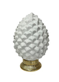 Pigna decorativa in ceramica moderno stile siciliano bianca oro art. s time (H 38,6 CM)