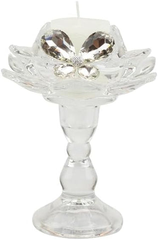 Bomboniera matrimonio elegante porta candela fiore di loto in vetro decorato con farfalla harmony SNVT24212