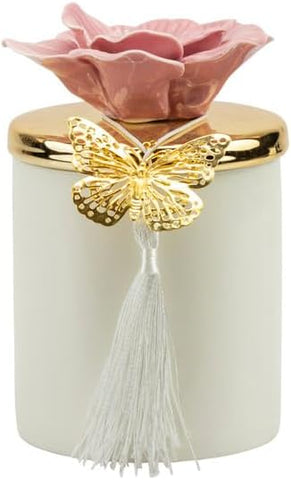 Bomboniera matrimonio scatola in porcellana decorata con candela bianco e oro harmony PRMT24002