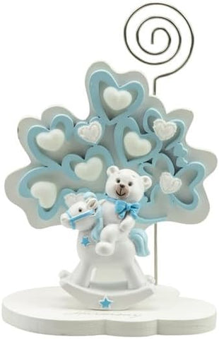 Albero della vita con cavalluccio e orsetto decorato con cuori per nascita e battesimo Harmony RSNB24185
