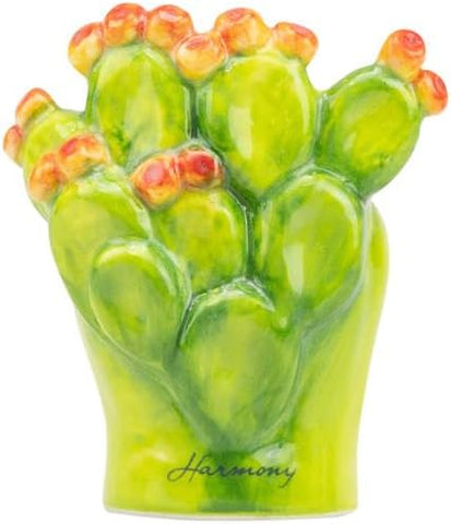 Porta stuzzicadenti cactus fichi d'india in ceramica bomboniera per comunione, cresima, matrimonio Harmony PRMT24223