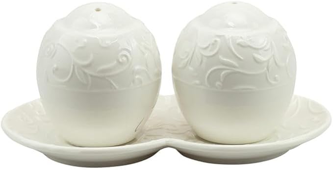 Bomboniera matrimonio sale e pepe con decorazione floreale in porcellana bianco harmony PRMT24029