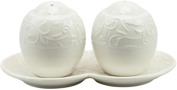 Bomboniera matrimonio sale e pepe con decorazione floreale in porcellana bianco harmony PRMT24029