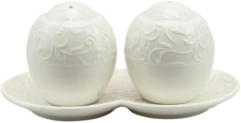 Bomboniera matrimonio sale e pepe con decorazione floreale in porcellana bianco harmony PRMT24029