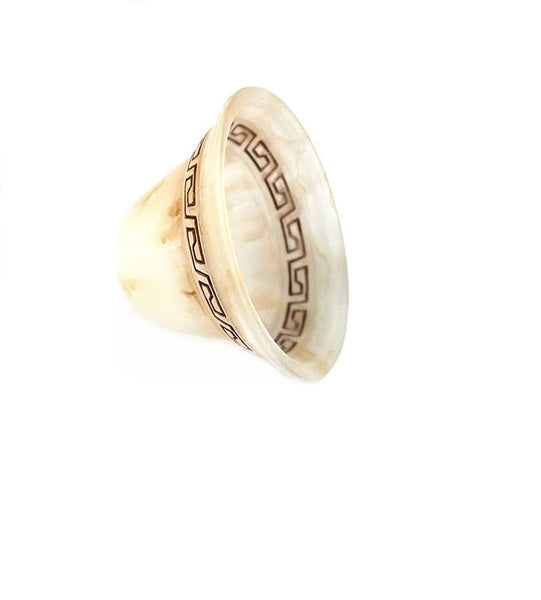 Vetro coppa ricambio lampadari, applique, lumetto, lampada, vetro scavo liscio sfumato ambra art. greca