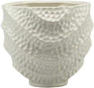 Vaso porta pianta in porcellana bianco con particolare decorazione effetto martellato harmony S2531P