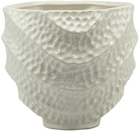 Vaso porta pianta in porcellana bianco con particolare decorazione effetto martellato harmony S2531P