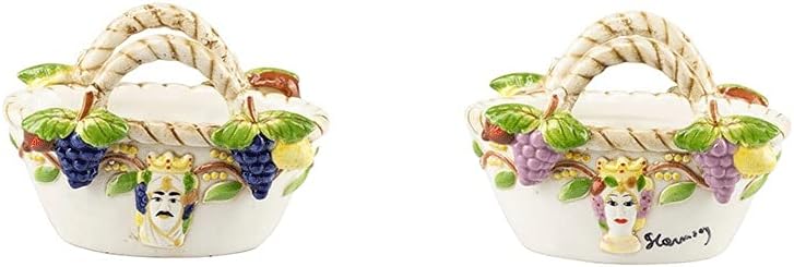 Bomboniera matrimonio harmony coffa bifacciale in ceramica stile siciliano prmt21407