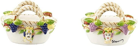 Bomboniera matrimonio harmony coffa bifacciale in ceramica stile siciliano prmt21407
