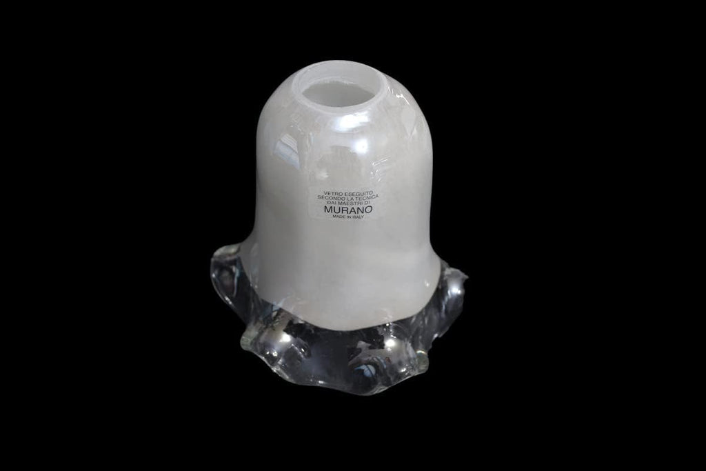 Vetro murano coppa ricambio lampadari, applique, lumetto, lampada lavorato a mano coll. sole bianco