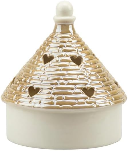 Bomboniera matrimonio trullo con led in porcellana bianco e tortora perla harmony PRMT24141