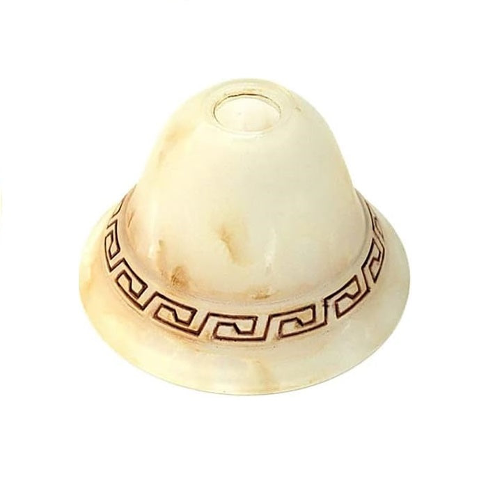 Vetro coppa ricambio lampadari, applique, lumetto, lampada, vetro scavo liscio sfumato ambra art. greca