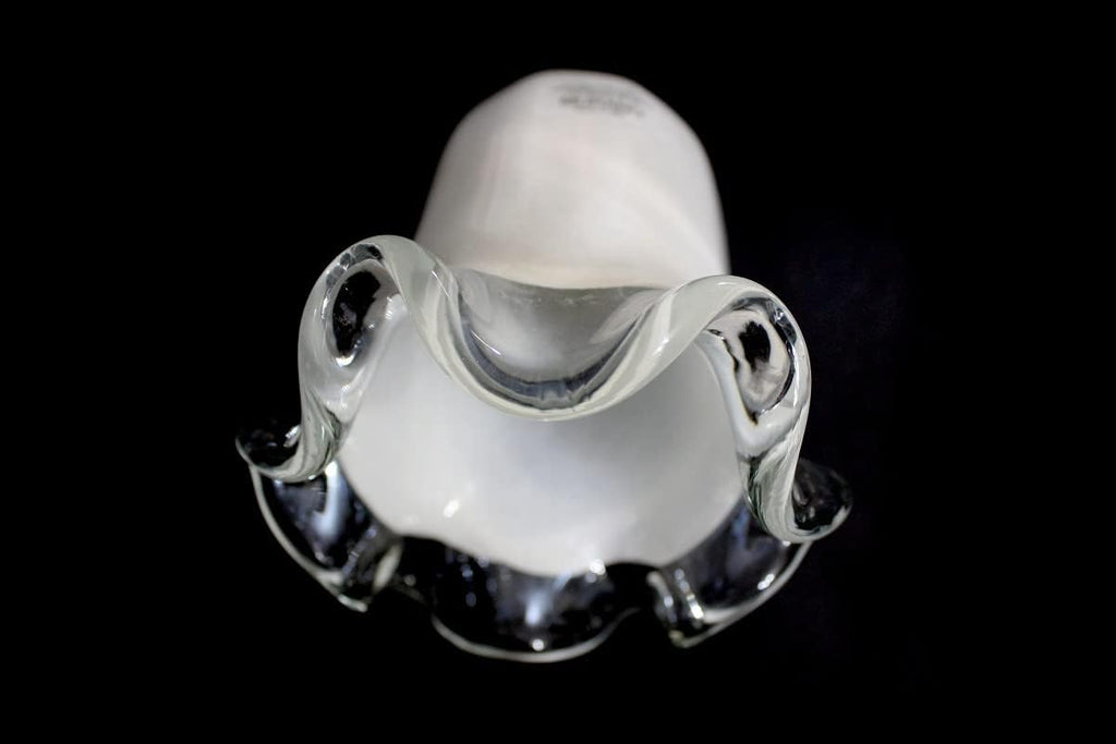 Vetro murano coppa ricambio lampadari, applique, lumetto, lampada lavorato a mano coll. sole bianco