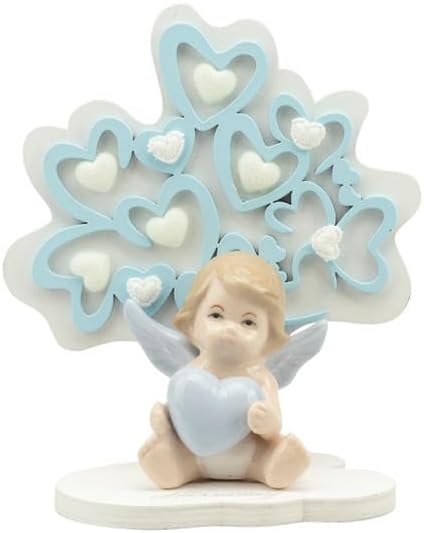 Albero della vita decorato con cuori e angioletto bomboniera nascita e battesimo bambino Harmony PRNB24190