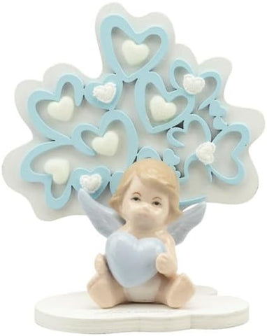 Albero della vita decorato con cuori e angioletto bomboniera nascita e battesimo bambino Harmony PRNB24190