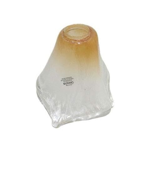Vetro murano coppa ricambio lampadari, applique, lumetto, lampada bianco satinato con sfumatura ambra coll. orizzonte
