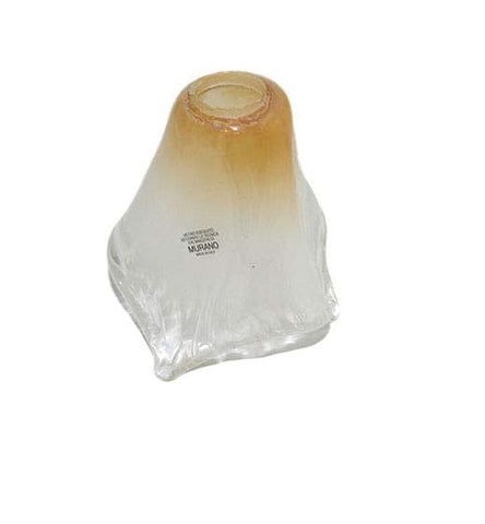 Vetro murano coppa ricambio lampadari, applique, lumetto, lampada bianco satinato con sfumatura ambra coll. orizzonte