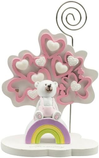 Albero della vita decorato con cuori e orsetto bomboniera battesimo e nascita bambina Harmony RSNB24189