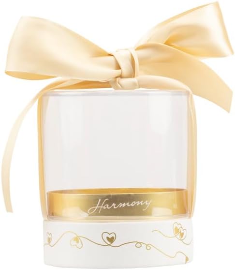 Bomboniera matrimonio coppia in porcellana con candela profumata bianco e oro harmony PRMT24037