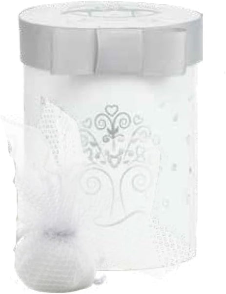 Bomboniera matrimonio a led profumatore in porcellana bianco decorato con fiore in gesso harmony PRMT23034