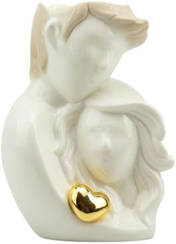 Bomboniera matrimonio coppia in porcellana con candela profumata bianco e oro harmony PRMT24037
