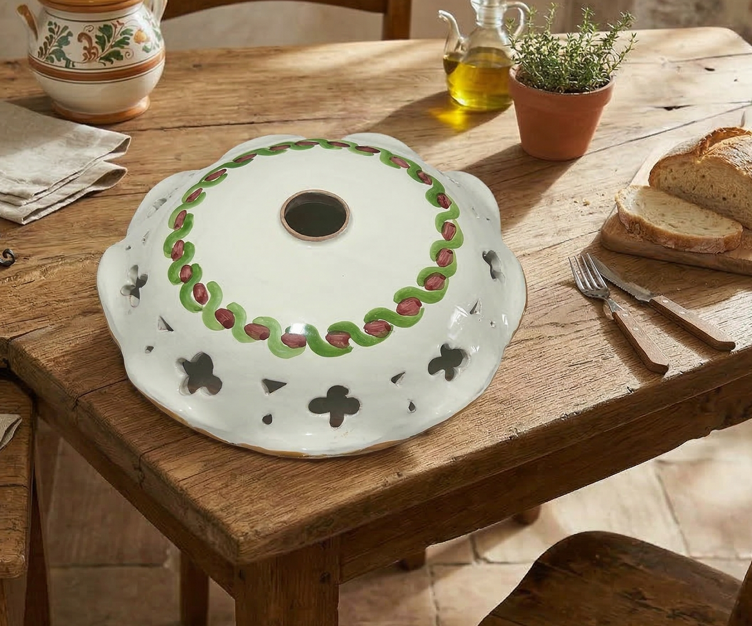 Piatto in ceramica per lampadario decorato realizzato e firmato a mano sospensione art. limoni