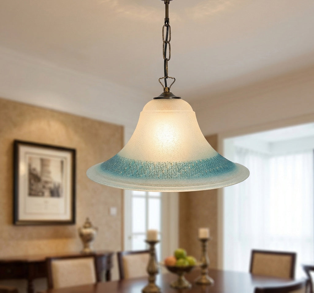 Lampadario a Sospensione Classico in Vetro, 1 Luce, per Cucina, Bagno, Camera, Soggiorno, Scala, Corridoio art. Carter (BLU)