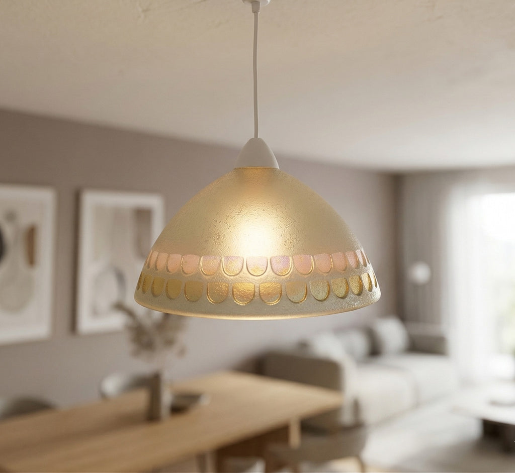 Lampadario a Sospensione Classico in Vetro, 1 Luce, per Cucina, Bagno, Camera, Soggiorno, Scala, Corridoio art. Bottone (ROSA)