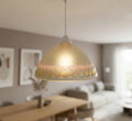 Lampadario a Sospensione Classico in Vetro, 1 Luce, per Cucina, Bagno, Camera, Soggiorno, Scala, Corridoio art. Bottone (ROSA)