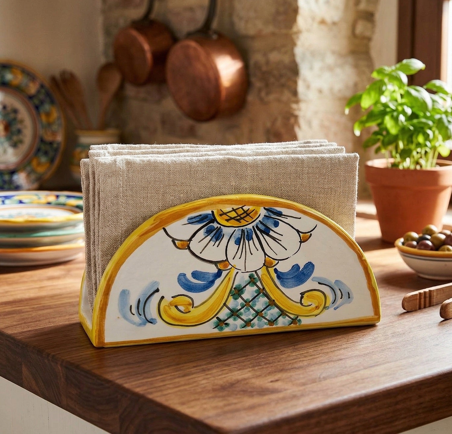 Portatovaglioli Mezza Luna in Ceramica Siciliana di Caltagirone (02)